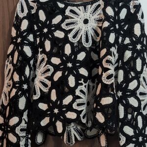 Rebellion Cropped Crochet Knit Sweater